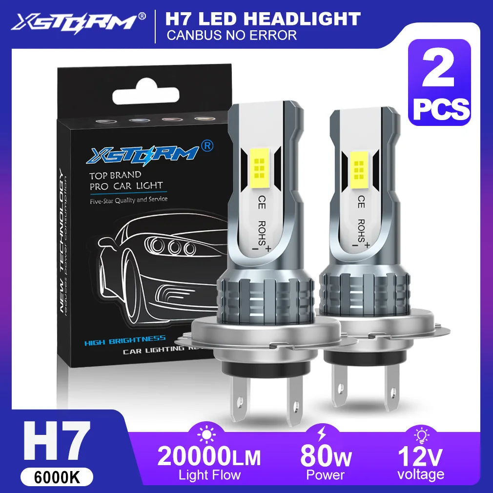 XSTORM H7 LED Headlight 80W 20000LM Fog Lights H4 H11 9005 9006 LED Headlights Canbus Car