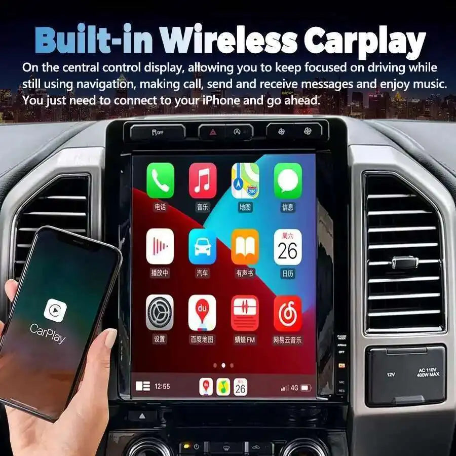 Navirider 12.1Inch Vertical Screen For Ford F-150 F150 2015 2021 Android 8+256GB Multimedi