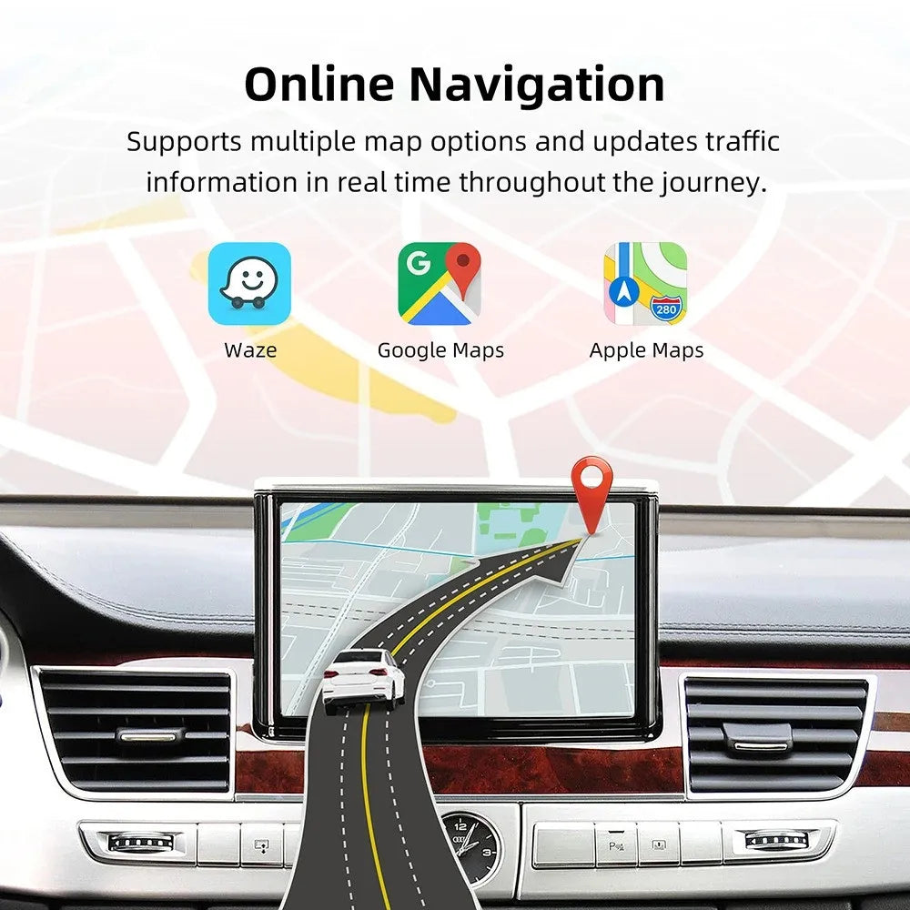 CARABC Wireless CarPlay Android Auto Adapter Mirror Link AirPlay Bluetooth GPS Navigation