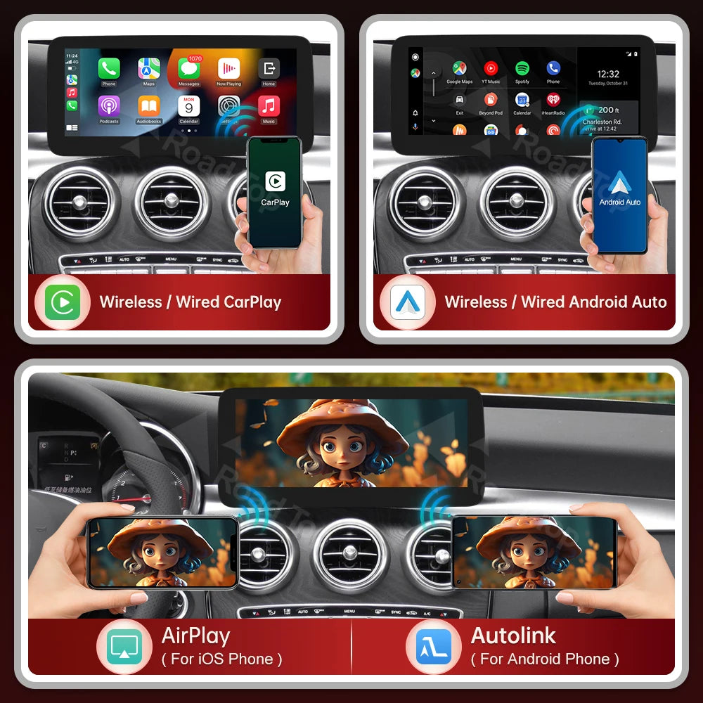 Wireless CarPlay Android Auto Multimedia Radio Display Screen For Mercedes-Benz C Class W2 | AUTOKITSHOP