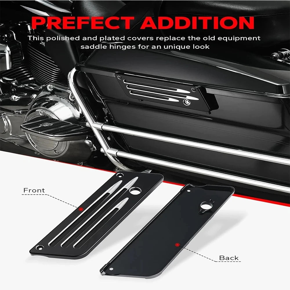 Motorcycle Black Saddlebag Latch Cover Hard Panel Replacement For Harley Touring FLHR FLHX FLHT  - Automotive LED Light