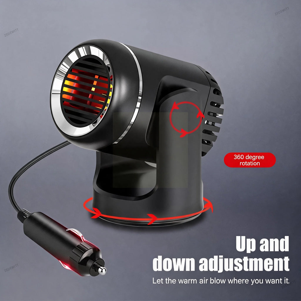 2 in 1 Portable Car Heater Cooling Fan 12V 150W Windshield Defroster Demister Anti-Fog Preheater - Automotive LED Light