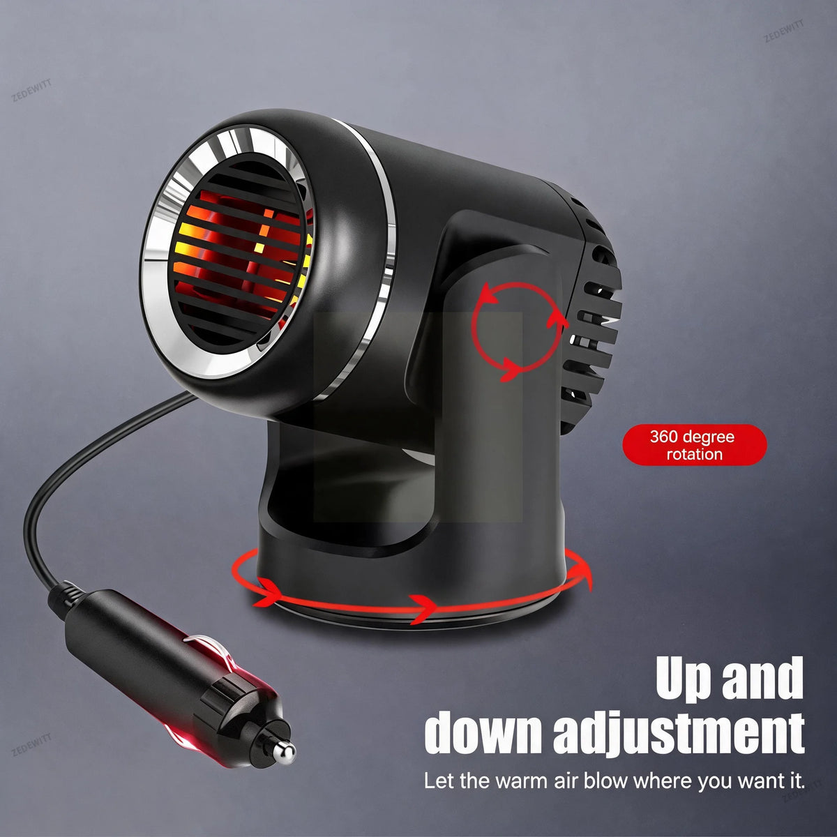 2 in 1 Portable Car Heater Cooling Fan 12V 150W Windshield Defroster Demister Anti-Fog Preheater - Automotive LED Light