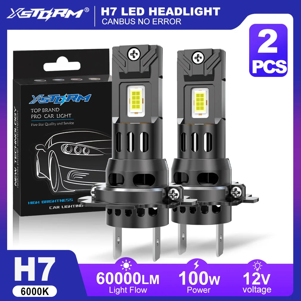 XSTORM H7 LED Headlights Canbus 60000LM 100W H7 LED Lights Bulbs With Fan Car Turbo Lights