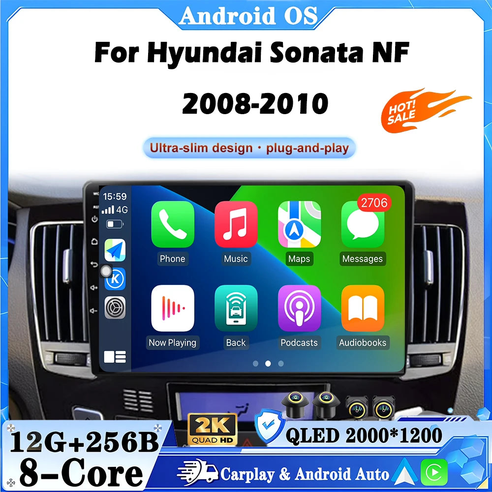 9lnch Bluetooth Android 16 WiFi For Hyundai Sonata NF 2008-2010 Car Radio Multimedia Playe