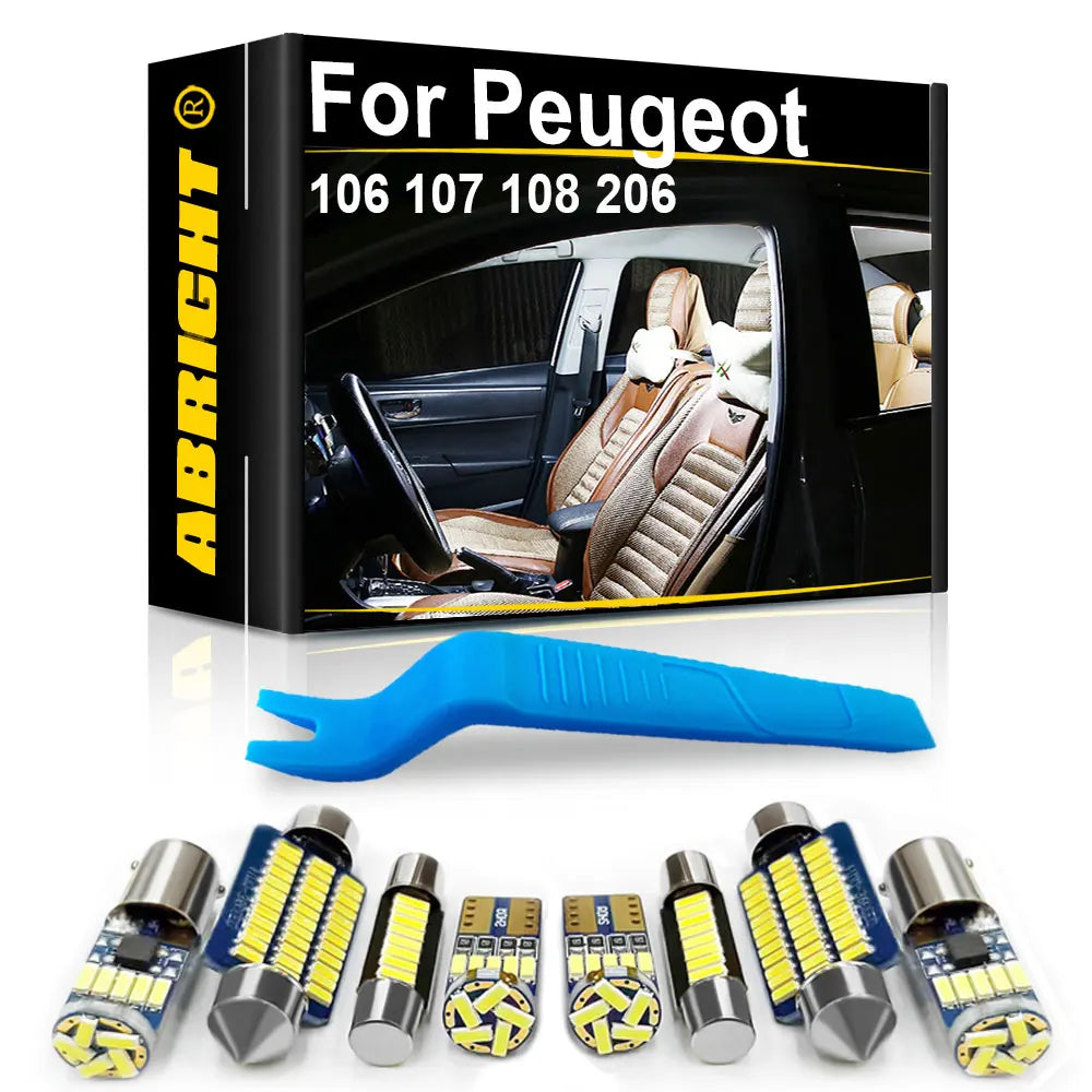 LED Interior Light Kit for Peugeot 106 107 108 206 Hatch Saloon SW CC Accessories Auto Dome Map Trunk Indoor Lamp Kit...