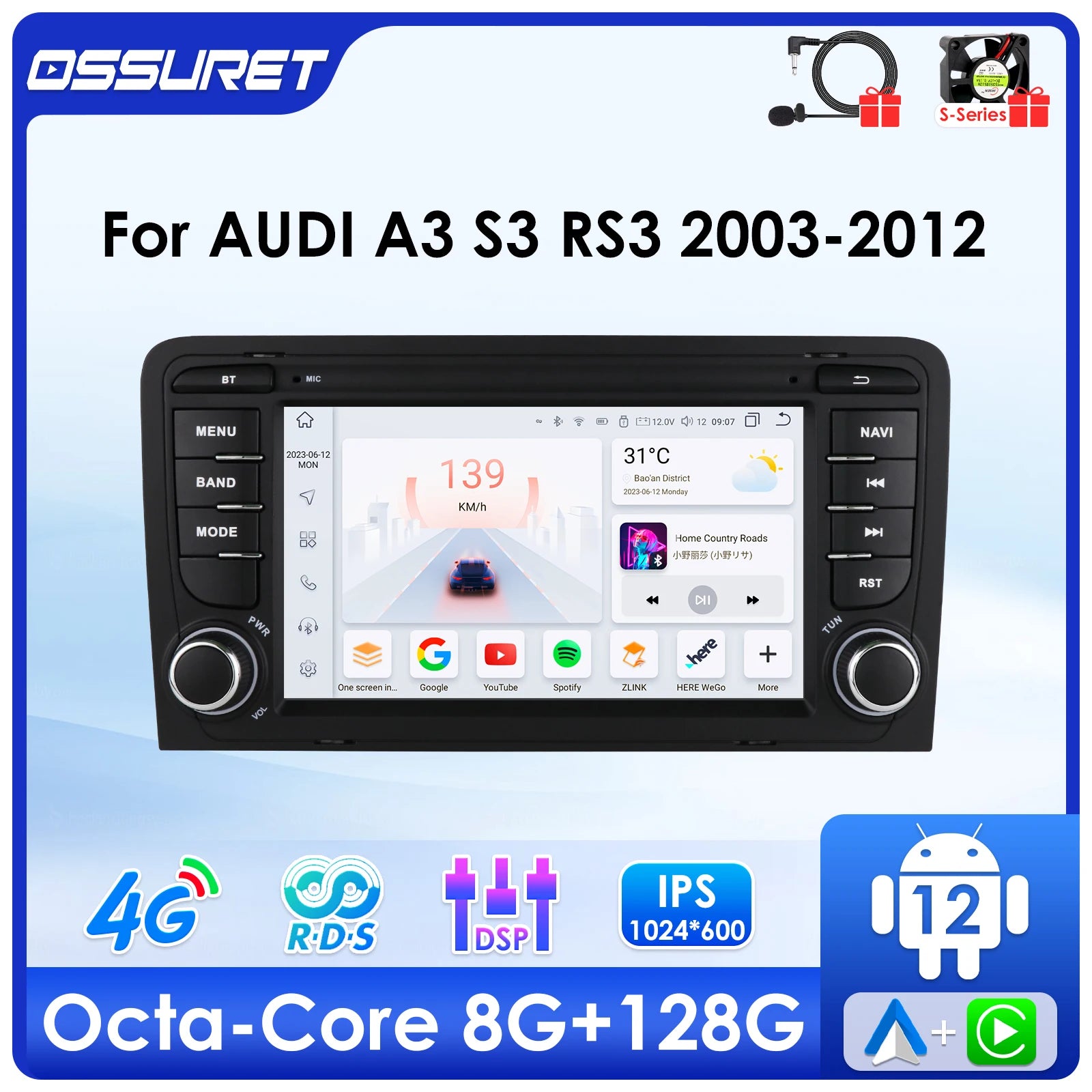 7"Android Car radio For Audi A3 S3 RS3 2003-2012 wireless Carplay Autoradio Multimedia GPS