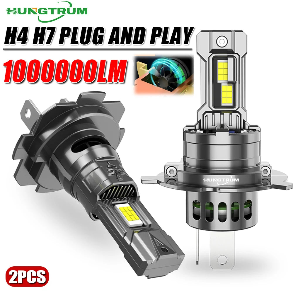 H4 H7 LED Headlight Plug And Play 1000000LM 6000K Super Bright White Led Headlamp With Tur