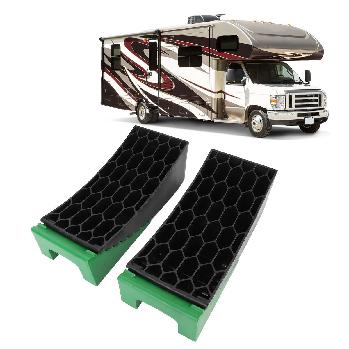 6Pcs Curved Leveling Block 35000lb Load Capacity Portable RV Curved Leveler with Anti Slip Pads  - Automotive LED Light