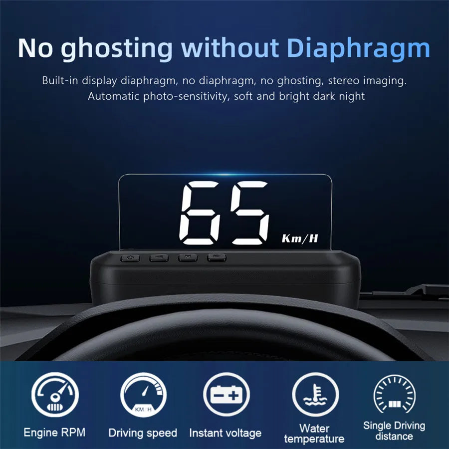 Vehicle OBD2 HUD Head Up Display Digital Speed Projector Speedometer RPM KMH MPH