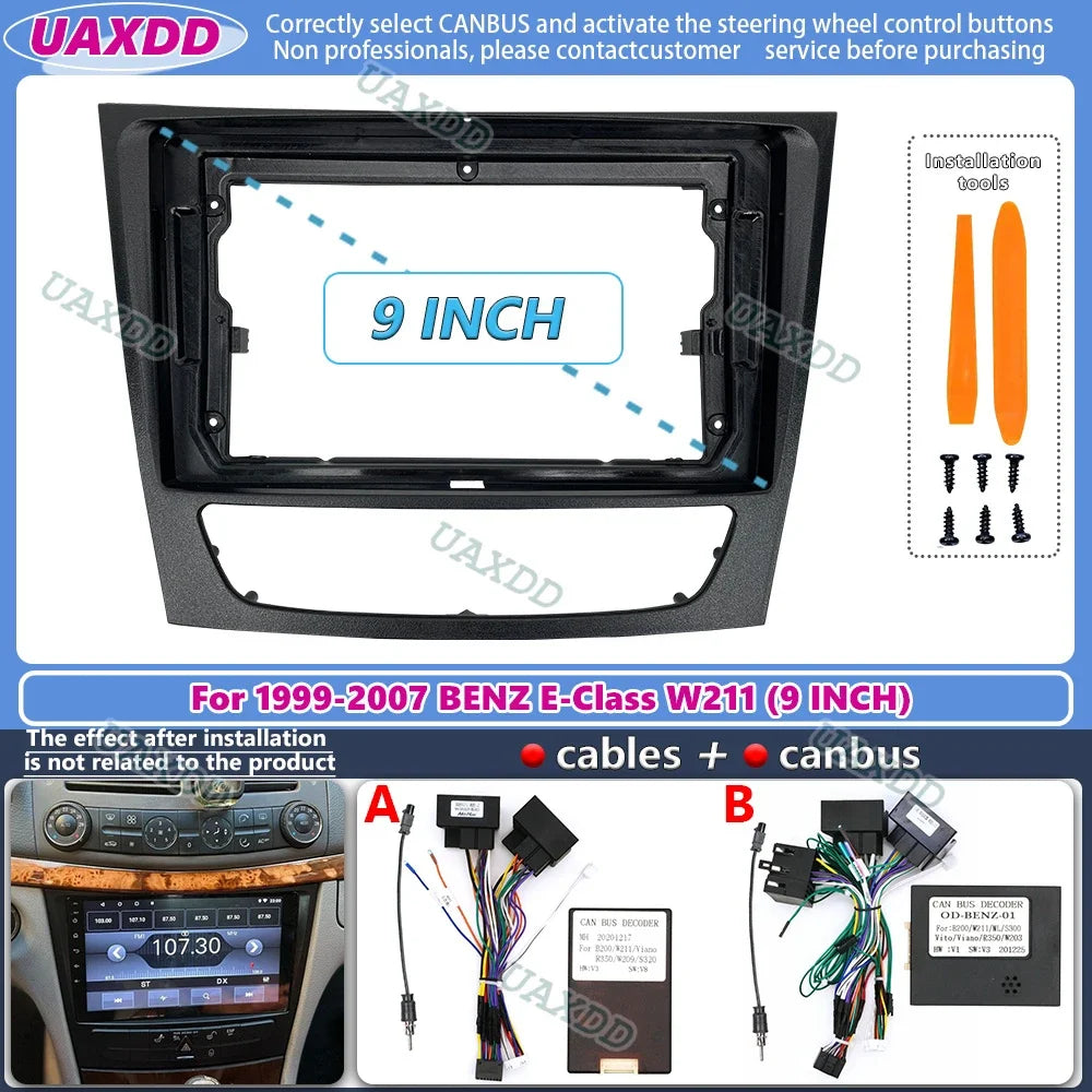 For 1999-2007 BENZ E-Class W211 9INCH 2 Din Car radio Android frame panel Center fascia ca
