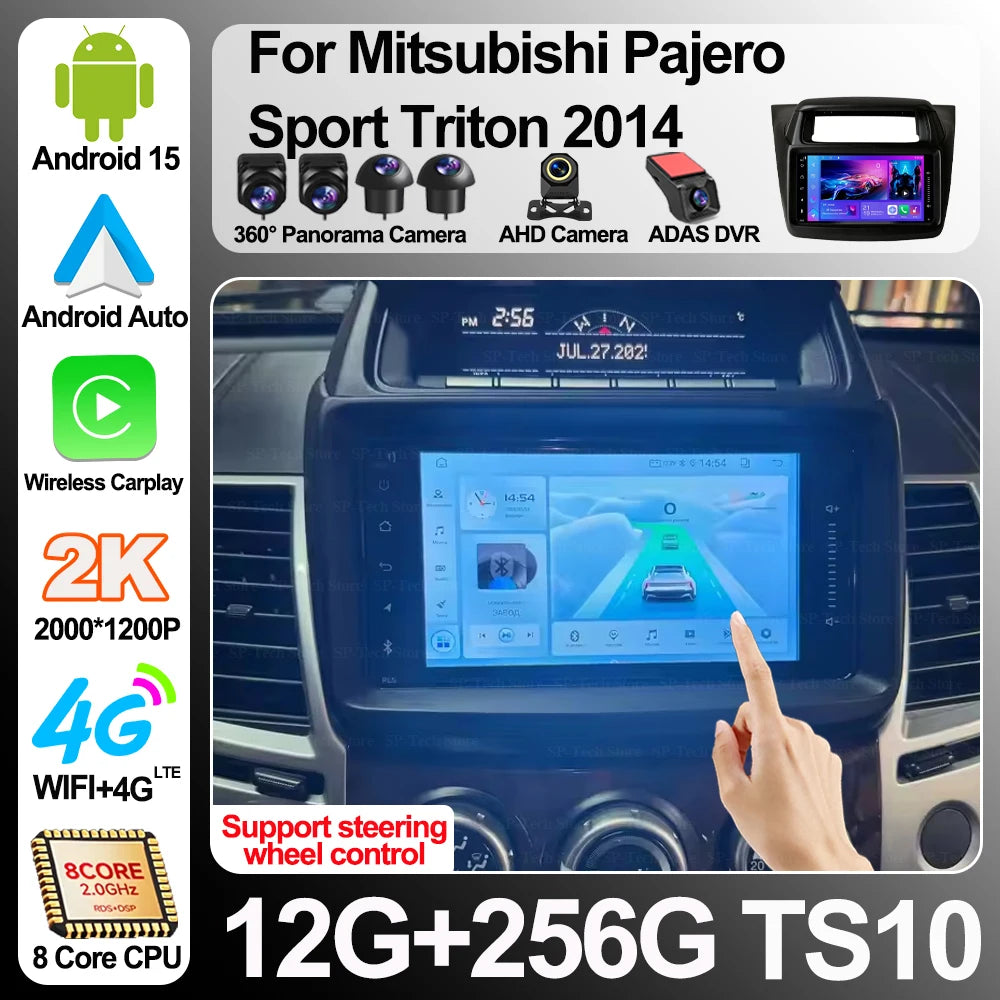 Car Radio Carplay For Mitsubishi Pajero Sport Triton 2014 Navigation Gps Android 16 Stereo | AUTOKITSHOP