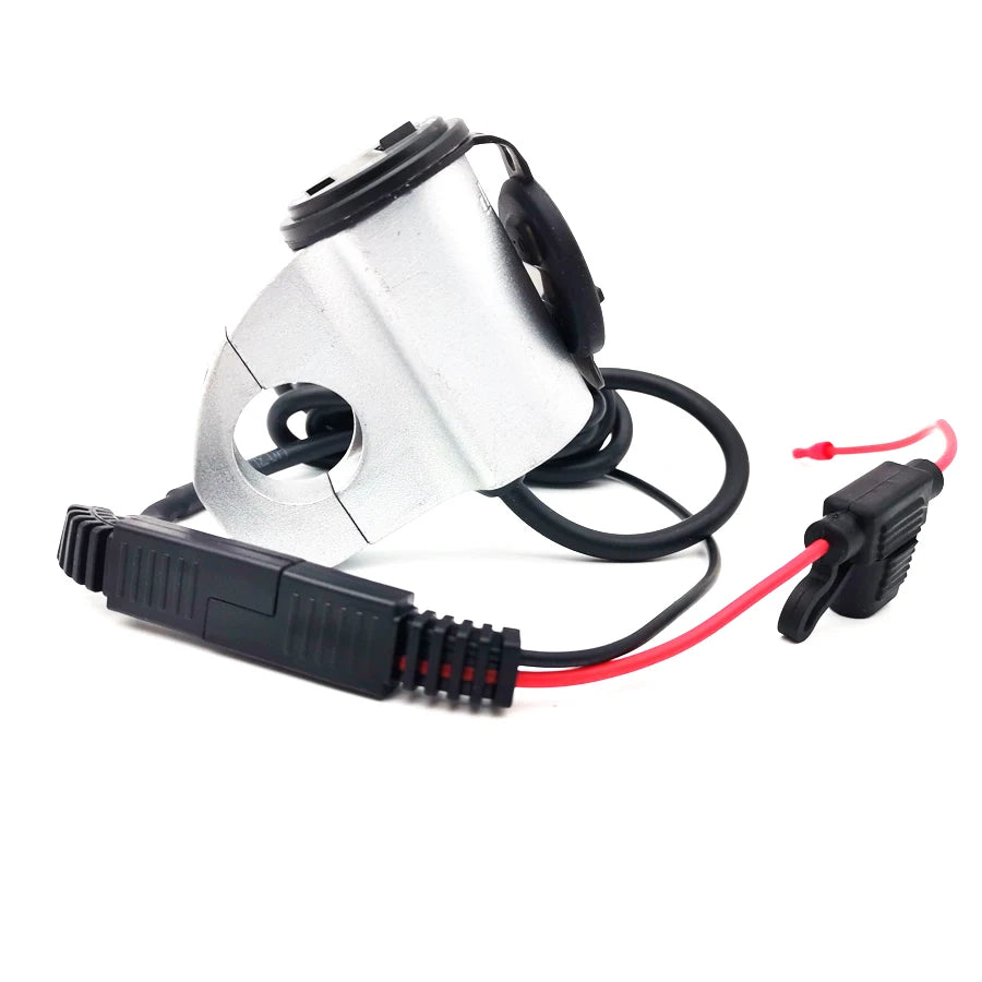 12V Waterproof CNC Motorcycle Bikes USB Charger Power Adapter Voltage Meter Red