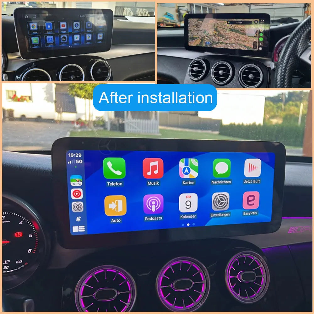 Android 14 Wireless Carplay Android Auto For Mercedes Benz C Class GLC W205 Car Multimedia