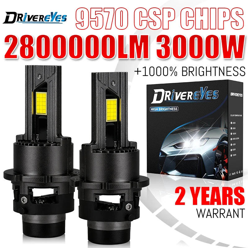 D2S D4S LED Headlight HID Canbus D4R Xenon Bulb 1:1 Plug & Play Light Turbo 30PCS 9570 CSP
