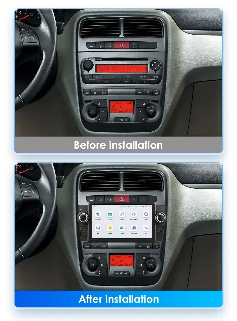 Carplay Android 12 Car Radio For FIAT Grande Punto Linea 2007-2012 Multimedia Video Player
