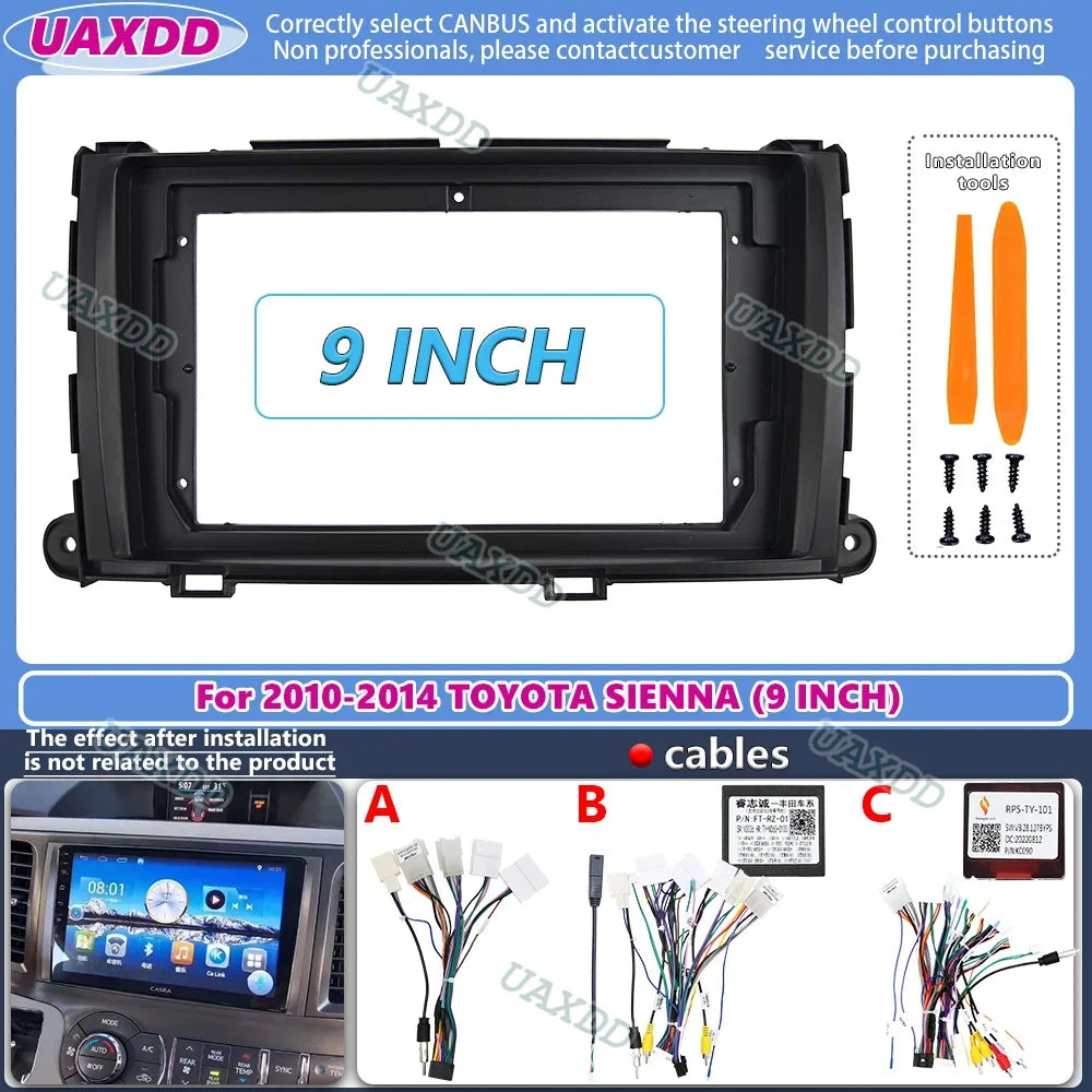 For 2010-2014 TOYOTA SIENNA 9INCH For Car dvd fascias video dashboard audio multimedia fra