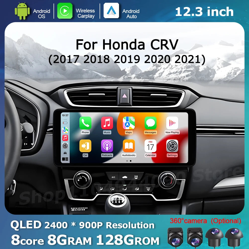 QLED Car Touch Display Screen for Honda CRV 2017- 2021 Android OS Multimedia Radio Player