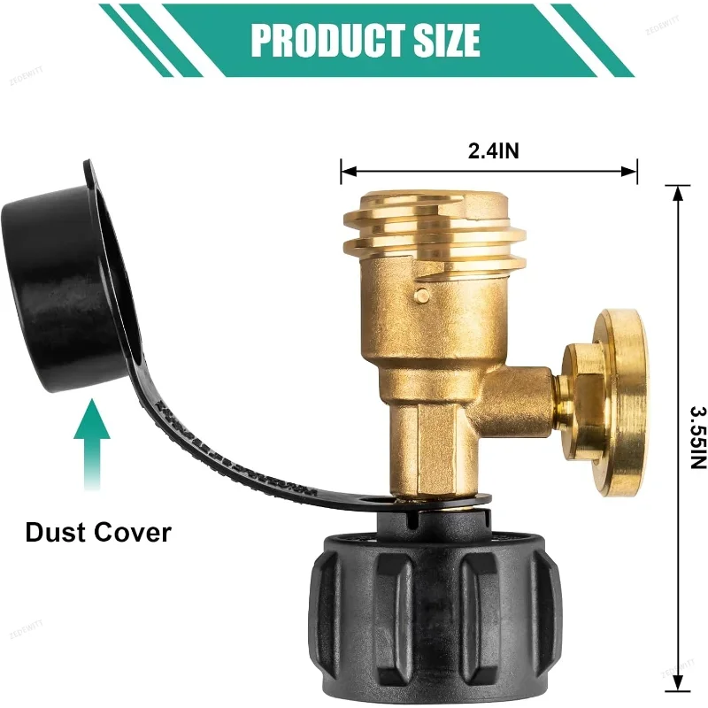 Universal Fit QCC1 POL Propane Tank Adapter Brass 1/2Pcs Pressure Gauge Level Indicator for RV C - Automotive LED Light