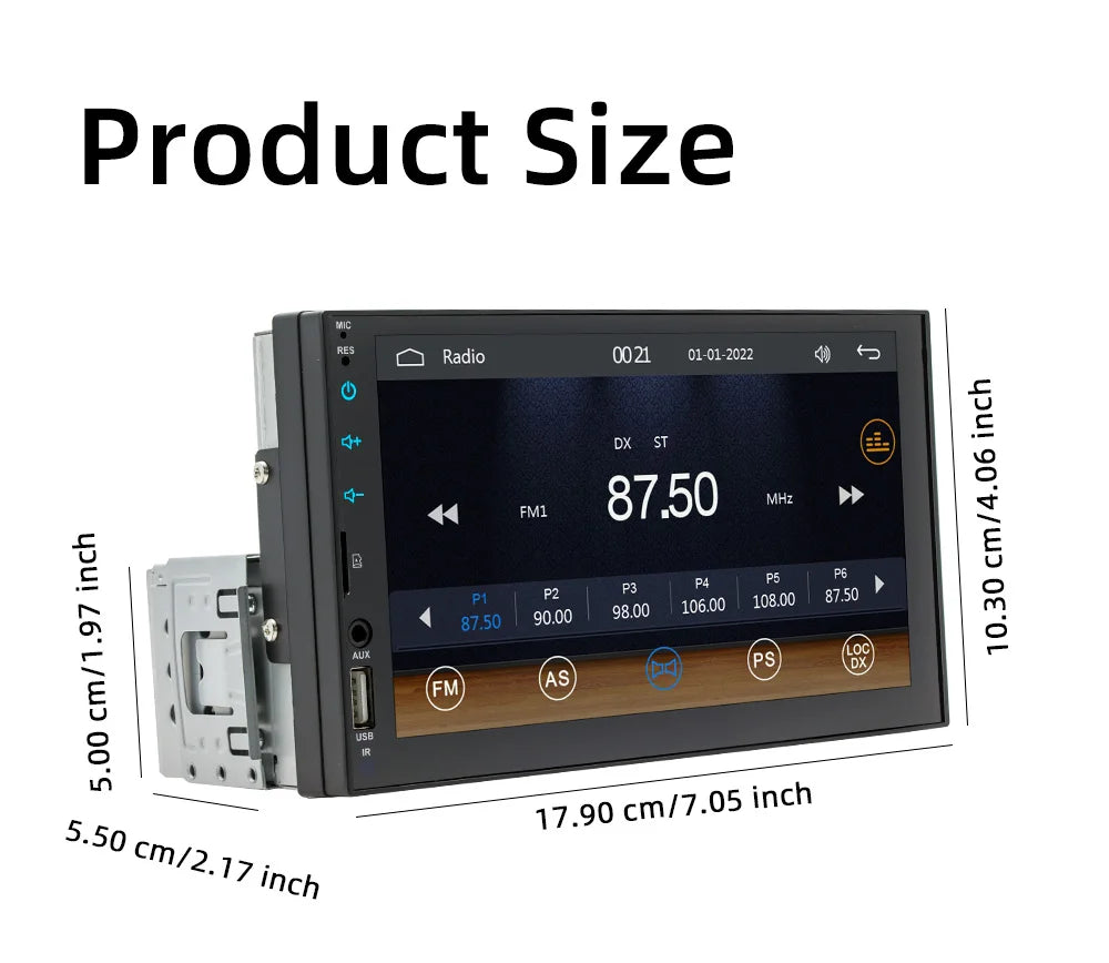 BQCC 7 Inch 1Din 2Din Car Radio Carplay Android Auto Multimedia Player HD Touch  Screen FM AUX BT MirrorLink Universal Car Audio