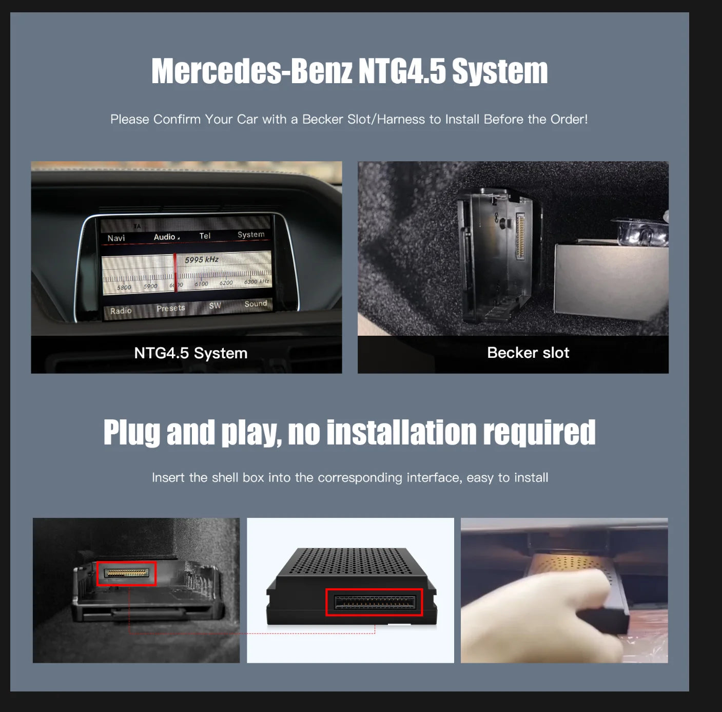 CARABC Wireless Carplay Suitable For Mercedes Benz A B C E CLA GLA GLK ML Sprinter NTG4.5