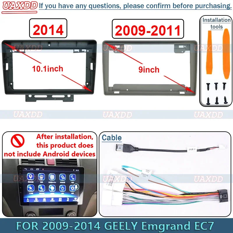 FOR 2009-2011 GEELY Emgrand EC7 10 9INCH Radio Android Stereo Frame Panel Fascia Audio Mul