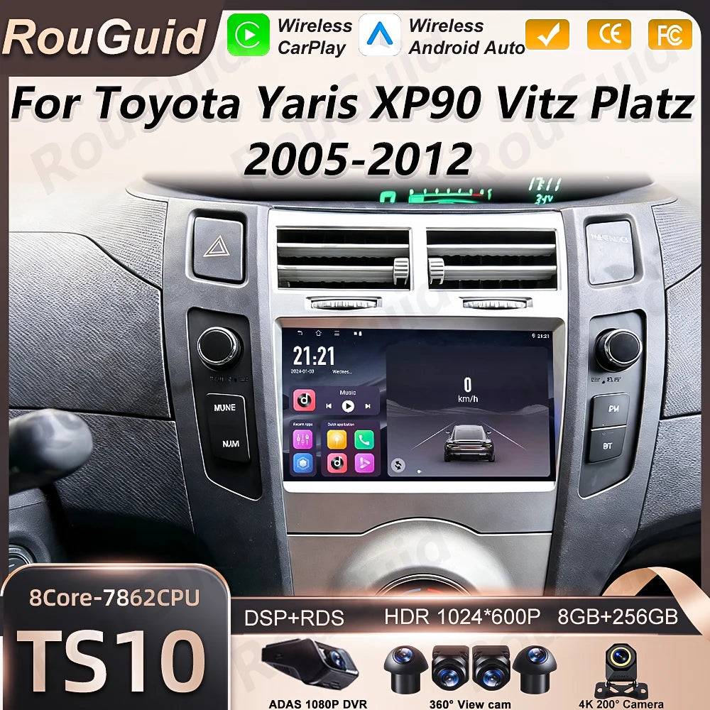 Android Auto Car Radio For Toyota Yaris XP90 Vitz Platz 2005 -2012 Carplay Multimedia Play | AUTOKITSHOP