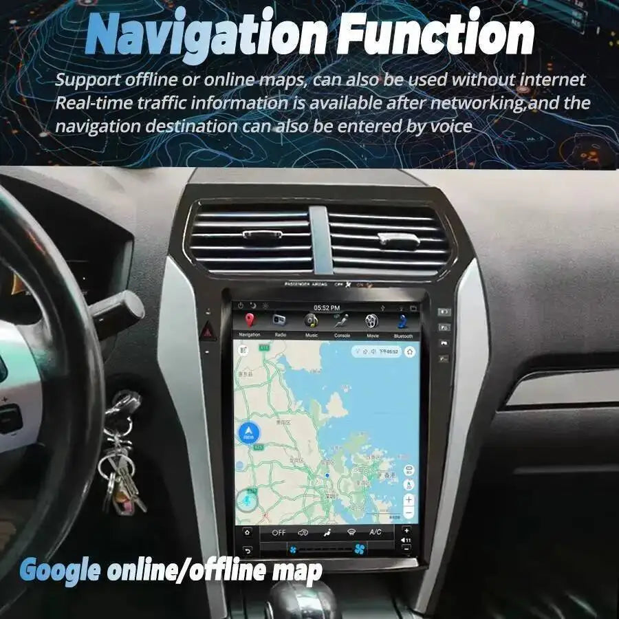 Android 15 Carplay 12.1" Qled Touch Screen Car Radio GPS DSP 4G WIFI For Ford Explorer 201