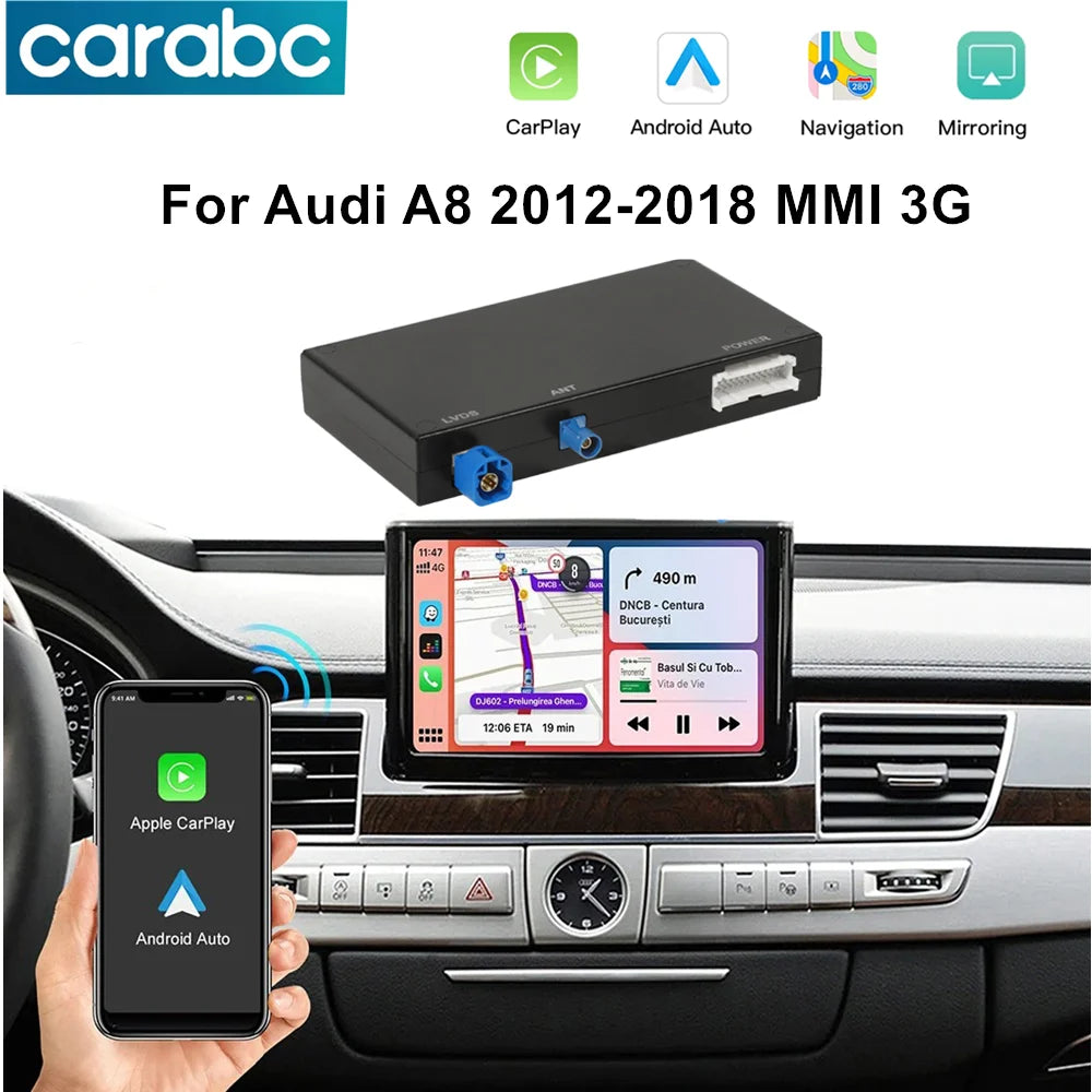 CARABC Wireless CarPlay Android Auto Adapter Mirror Link AirPlay Bluetooth GPS Navigation