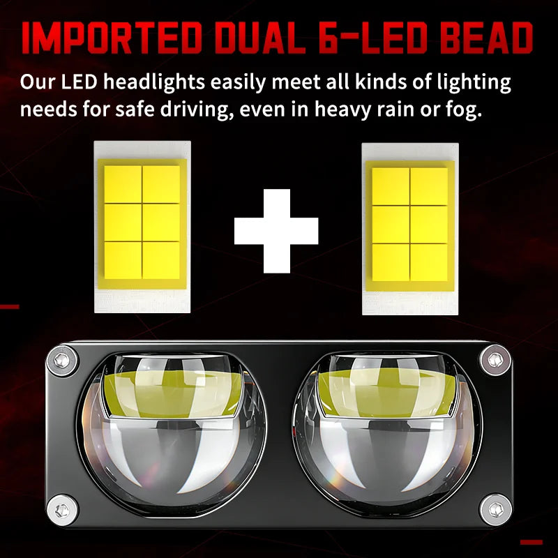 Car Headlights LED Grille Spotlight Projector Len Light 6000K 12V Super Bright Auxiliary S