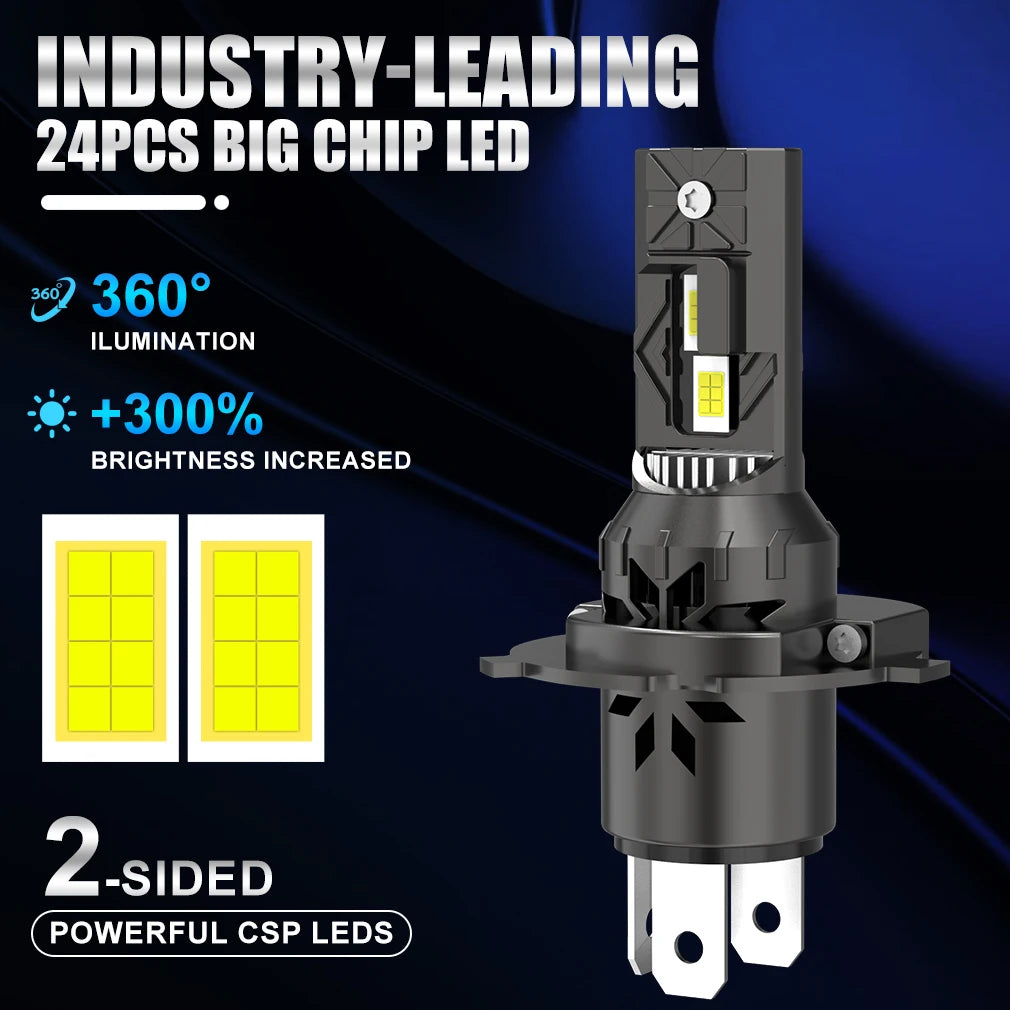XSTORM H4 LED Headlights for Car 100W 30000LM LED H4 Lights Bulbs 3570 24PCS Chips Hi/Lo H