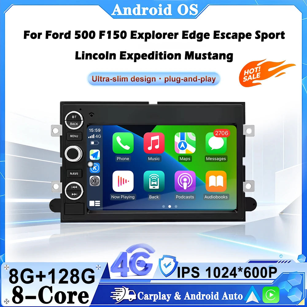 Android 16 Wireless CarPlay For Ford 500 F150 Explorer Edge Escape Sport Lincoln Expeditio