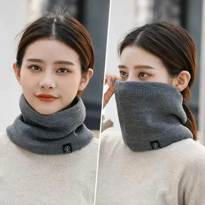 Unisex Winter Warm Knitted Snood Scarf Thick Cashmere Like Solid Color Neck Warmer Ring Scarf fo - Automotive LED Light