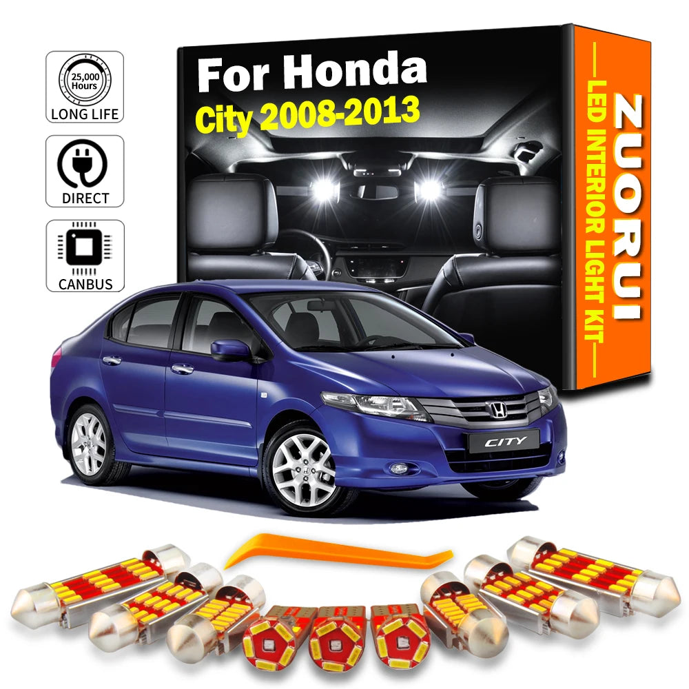 9-Piece LED Interior Light Kit for Honda City - Canbus Error-Free Bulbs | AUTOKITSHOP