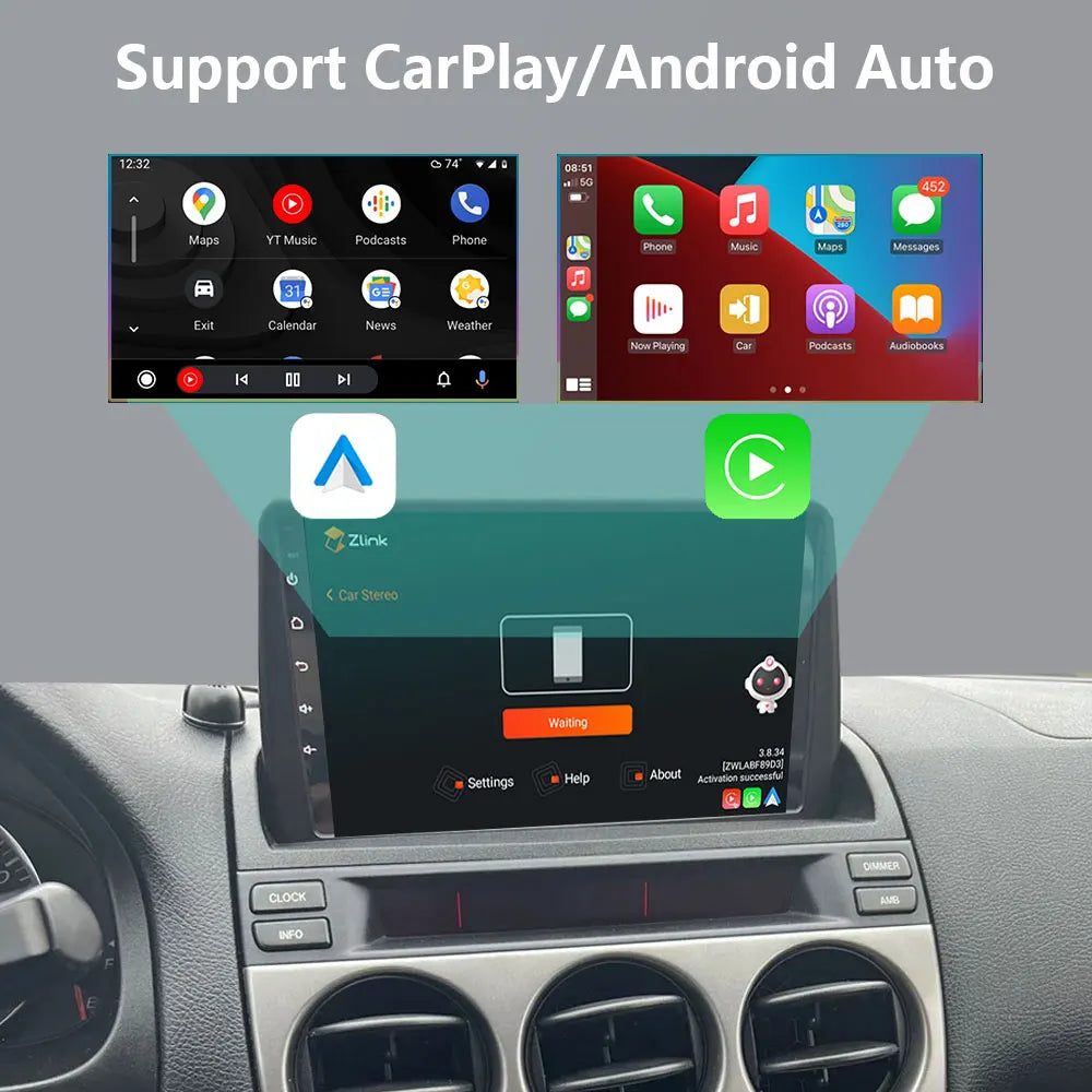 Android 16 Auto For Mazda 6 2002- 2008 Car Radio Stereo Multimedia GPS Video Navigation Ca