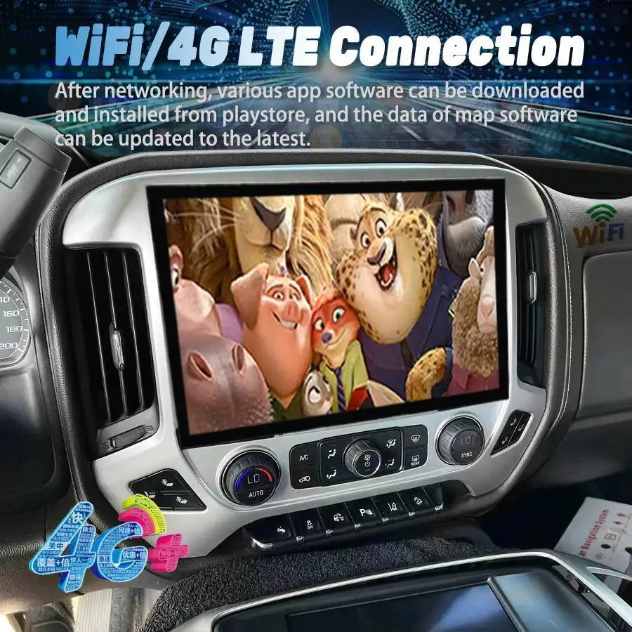 Android Qled Screen Stereo Car Radio For Chevrolet Silverado GMC Sierra 2014-2019 GPS Navi | AUTOKITSHOP