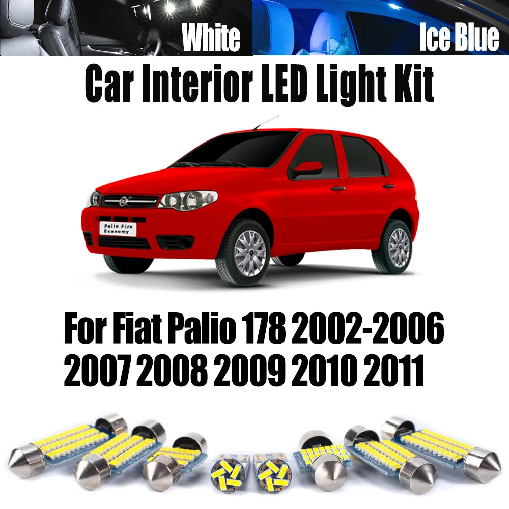 7-Piece LED Interior Light Kit for Fiat Palio 178 2002- 2009 - Canbus Dome Map Door Trunk Bulbs | AUTOKITSHOP