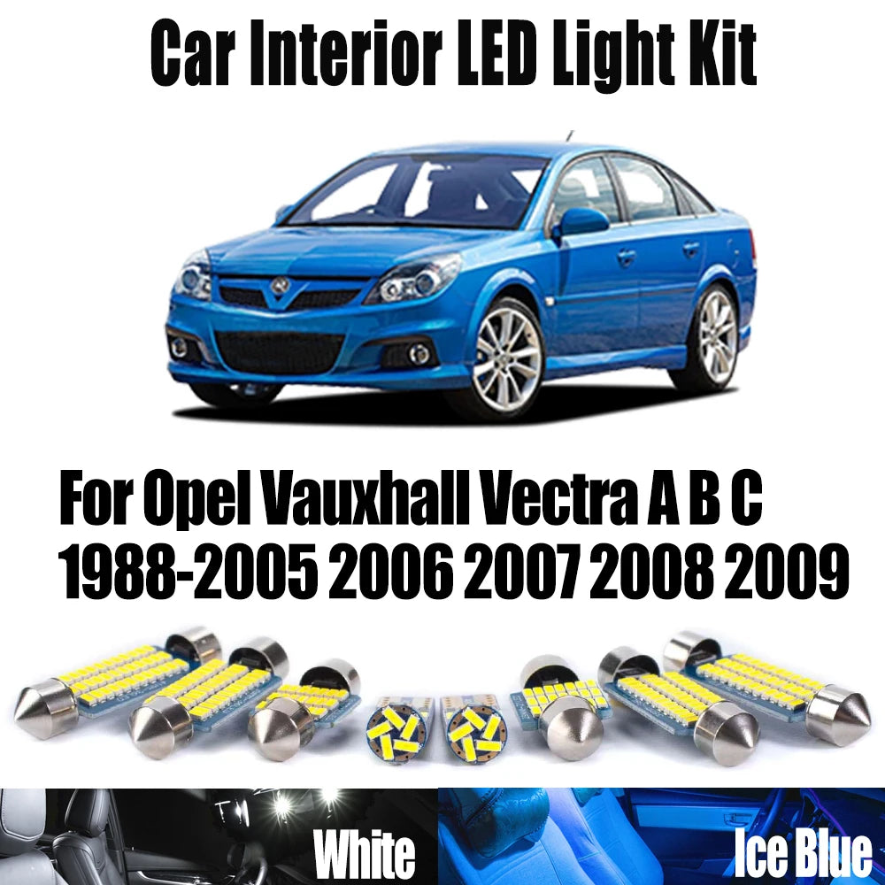 LED Interior Light Kit for Opel Vauxhall Vectra A B C 1988- 2002 - Canbus Dome Map Door Trunk Bulbs | AUTOKITSHOP