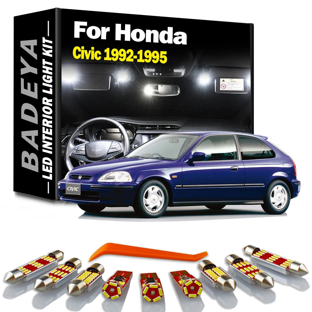 9-Piece LED Interior Light Kit for Honda Civic - Canbus Error-Free Interior Bulbs