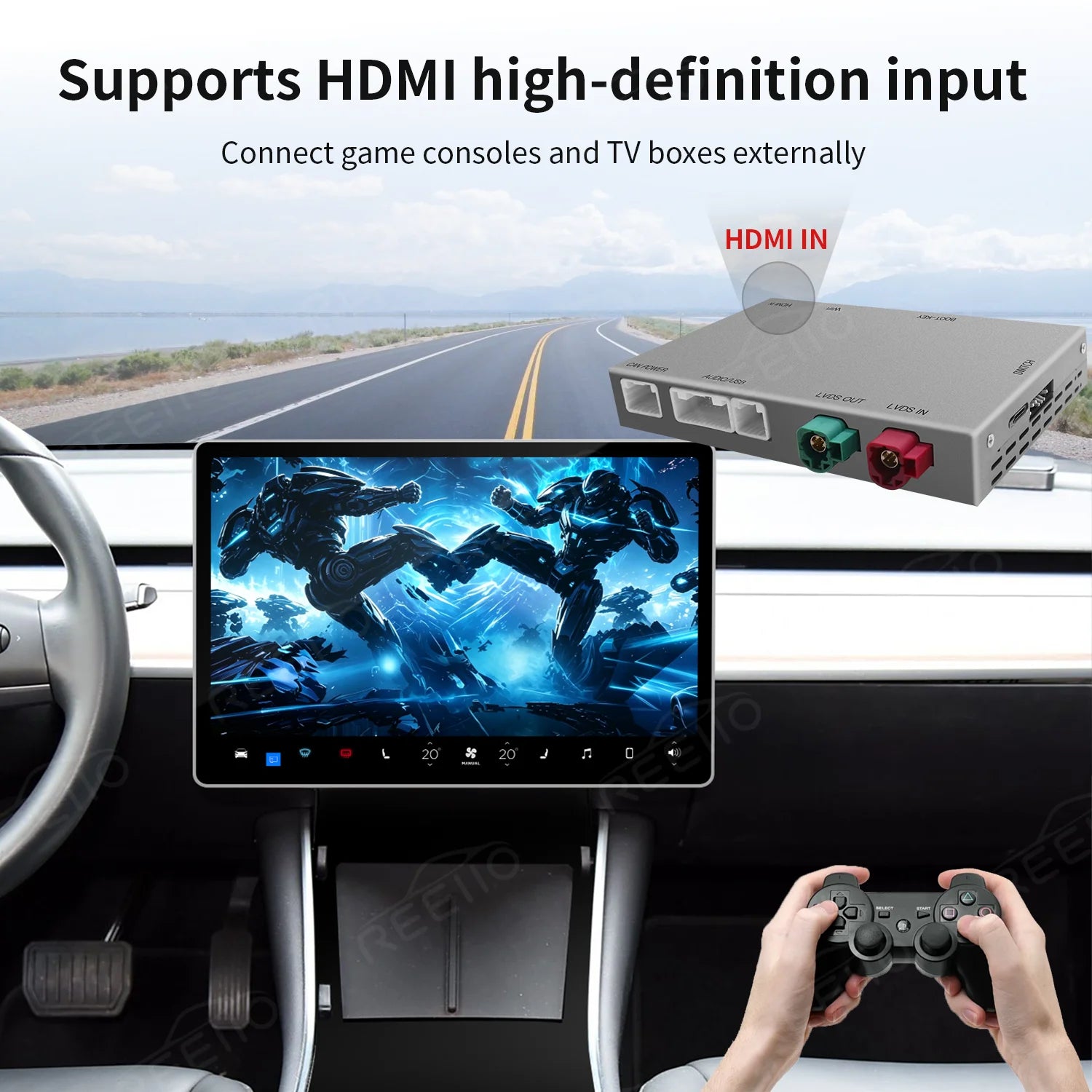 Wireless CarPlay Android Auto For Tesla Model 3 Model Y With Multimedia Accessory Mirror L