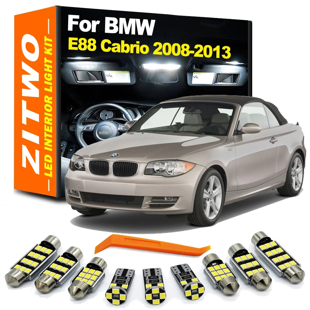 ZITWO 13Pcs For BMW 1 Series E88 Convertible Cabriolet Cabrio 2008-2013 LED Interior Reading Light Vanity Mirror Lamp Kit Canbus
