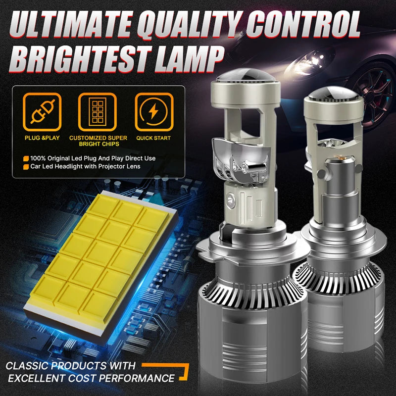 H7 H4 Led Projector Lens Hi/Lo H8 H11 H9 9005 HB3 9006 HB4 Car Headlight Bulbs 12V Canbus