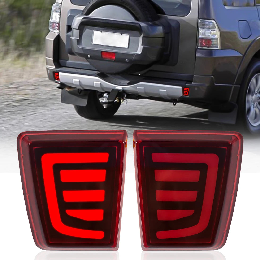 LED Bumper Reflector Lights For Mitsubishi Pajero Shogun V97 V98 V87 V93 V95 Montero 2007  | AUTOKITSHOP