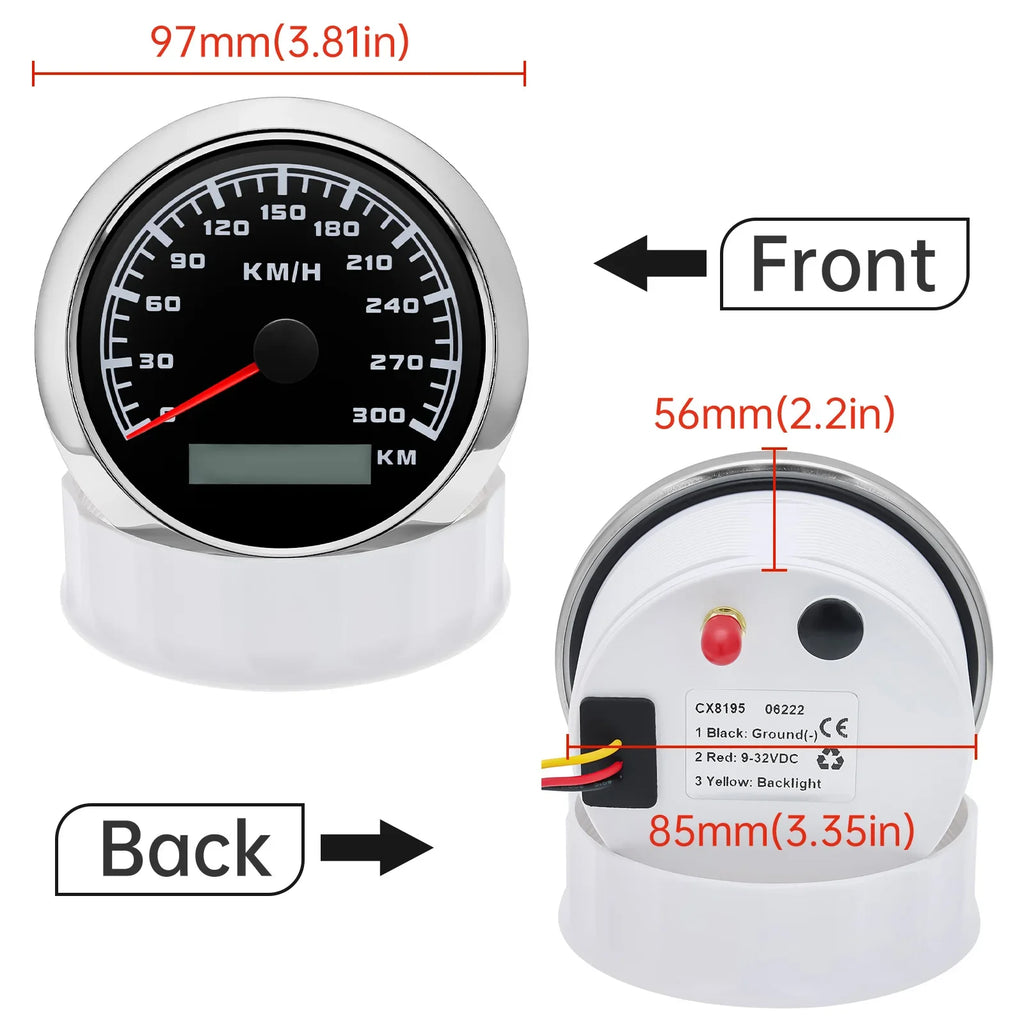 HD 7 Color Backlight Waterproof 300KM/H 85MM GPS Speedometer Gauge Universal Boat Car Odometer S - Automotive LED Light