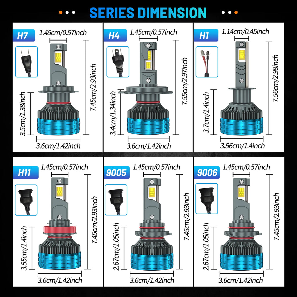 ACTVTCA H4 H7 LED Headlight 9800W 6000K H1 H8 H9 H11 9005 HB3 9006 HB4 9012 HIR2 Canbus Th
