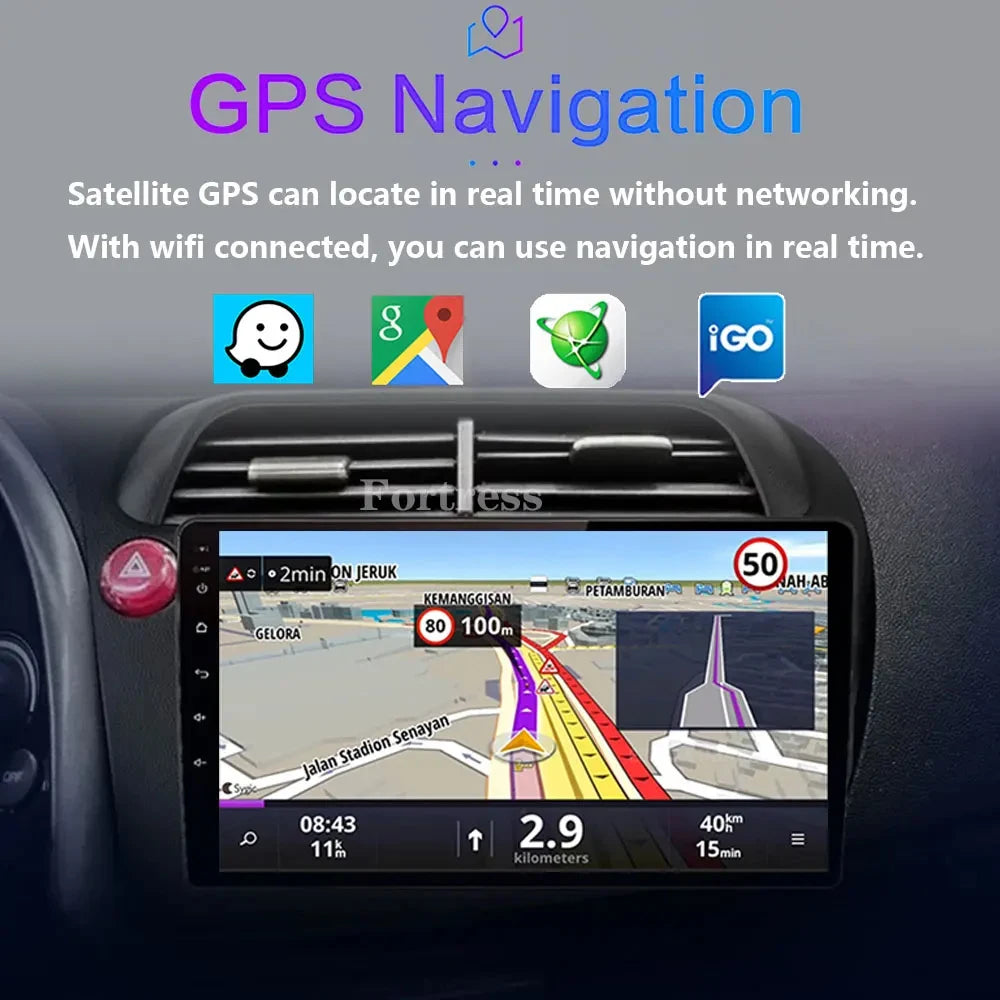 Android 16 Car Radio For Honda Civic Hatchback 2006 2007 2008 2009 2010 2011 QLED 4G LTE 5