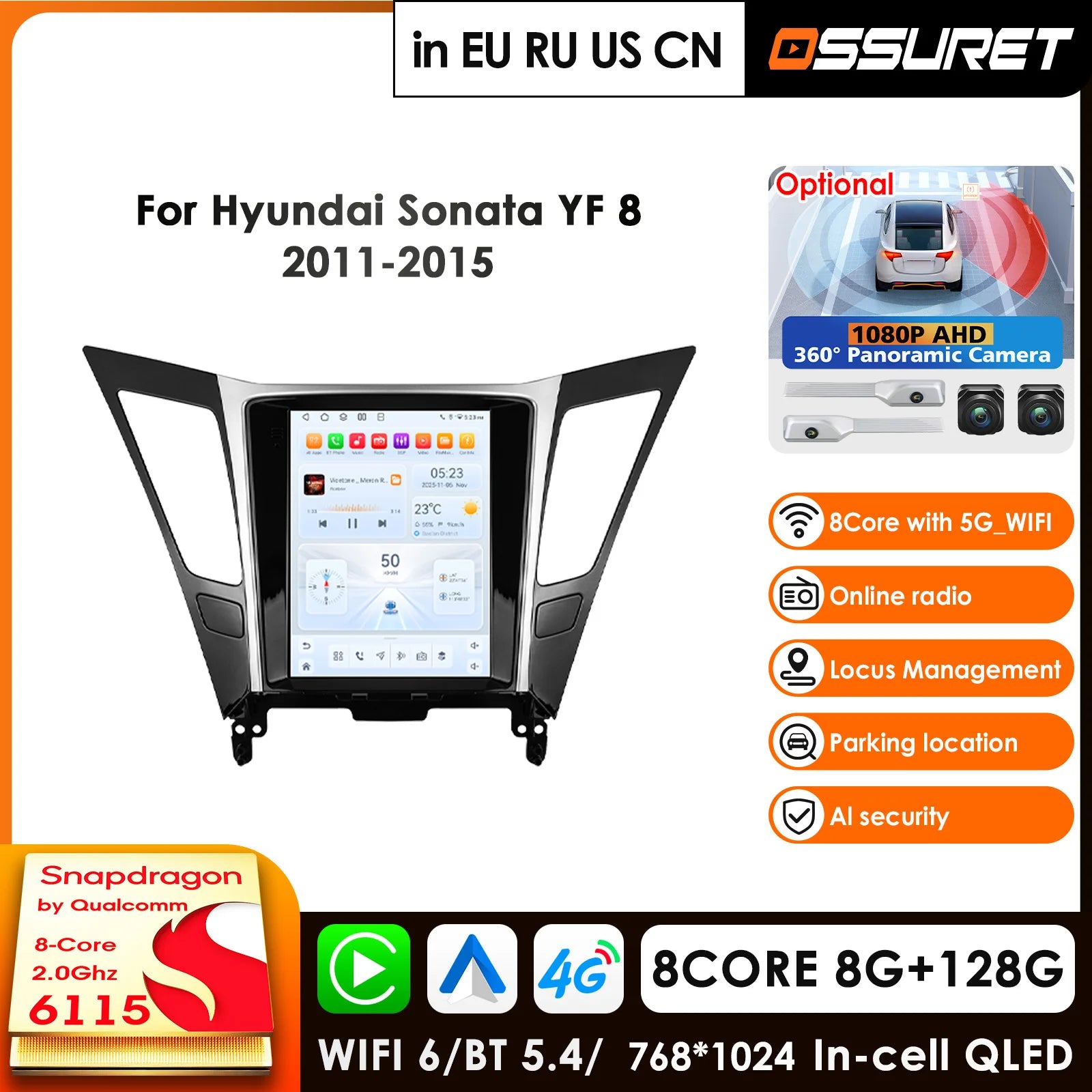 9.7" Qualcomm AI Car Radio GPS Navigation for Hyundai Sonata YF 2009-2014 - CarPlay 4G Stereo BT