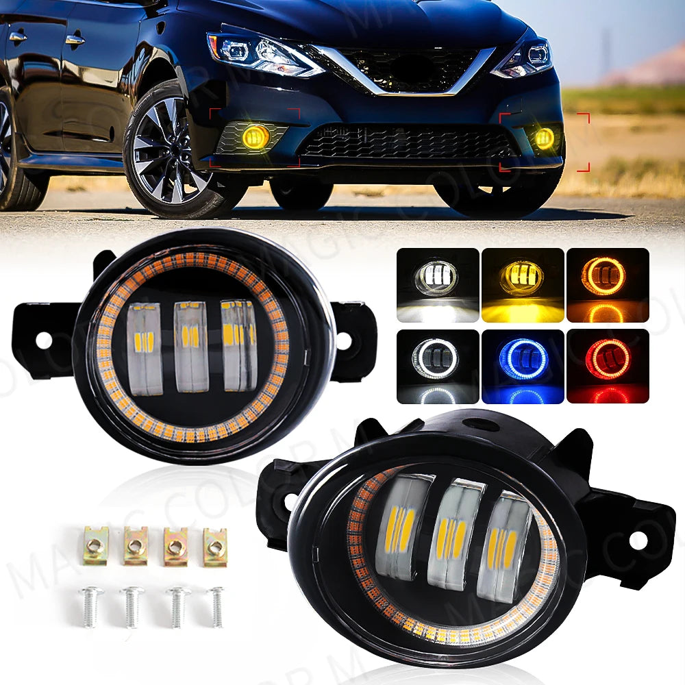 2 X Angel Eye Fog Light Assembly For Nissan X-Trail Rogue T32 2014 2015 2016 Car LED Lens  | AUTOKITSHOP