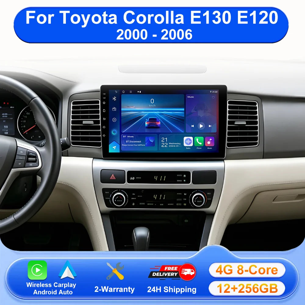 Android 16 Car Radio Stereo Player Carplay For Toyota Corolla E130 E120 2000 2001 2002 200