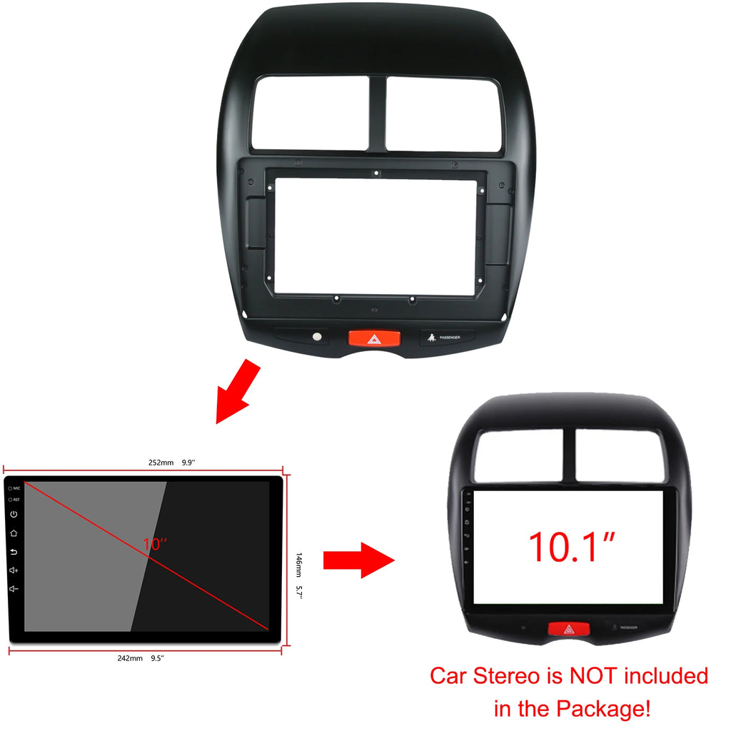 10.1 Inch for MITSUBISHI ASX 2013-2017 Double Din Car Fascia Dash Kit Installation Emergen | AUTOKITSHOP
